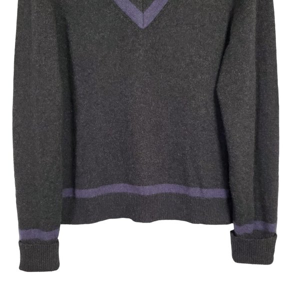 Bloomingdales The Mens Store Sz XL Sweater Cashmere V-neck Pullover Gray Purple - Picture 9 of 12
